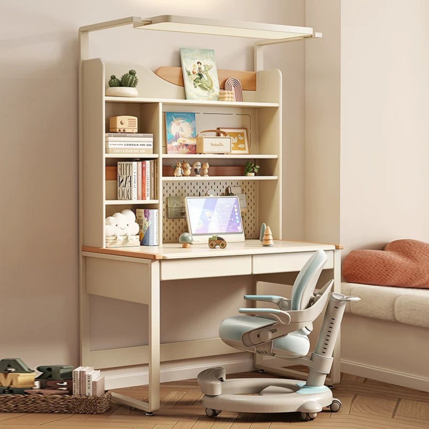 Adjustable Kids Study Desk with Bookshelf – Ergonomic Learning Station