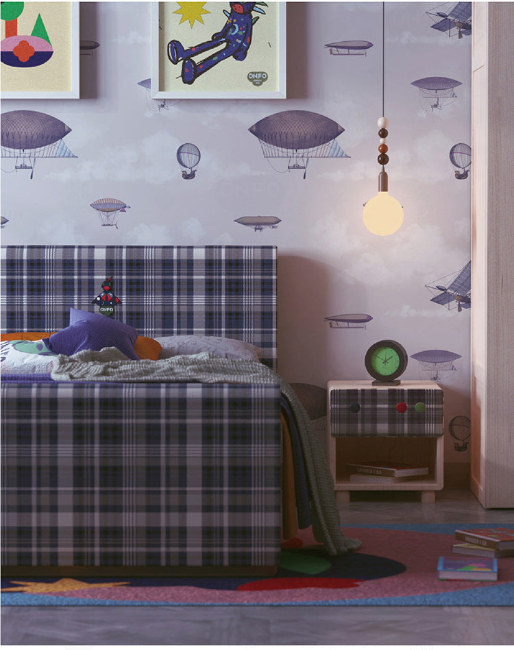Playful Plaid Kids' Bedroom with Cozy Upholstered Beds — Children's Furniture & Interior Design