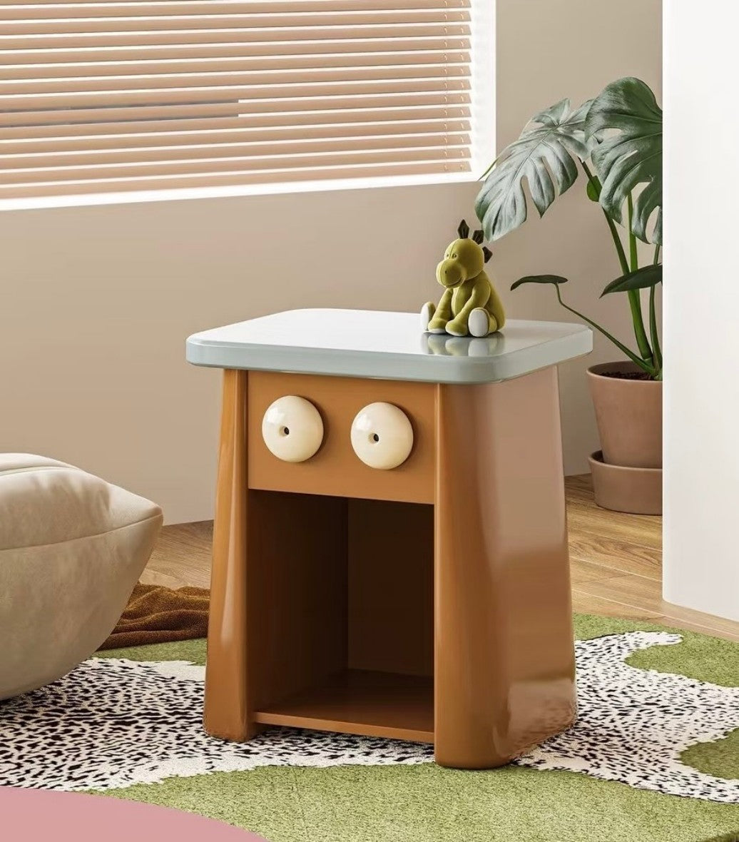 Cartoon Kids Nightstand with Storage, Funny Bedside Table for Children’s Room