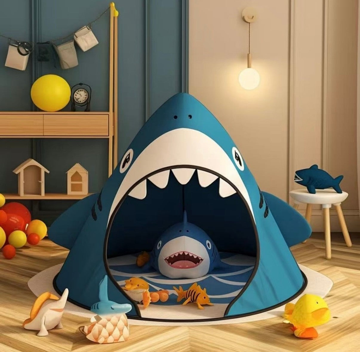 Shark Play Tent for Kids, Cartoon Indoor Playhouse with Ocean Theme