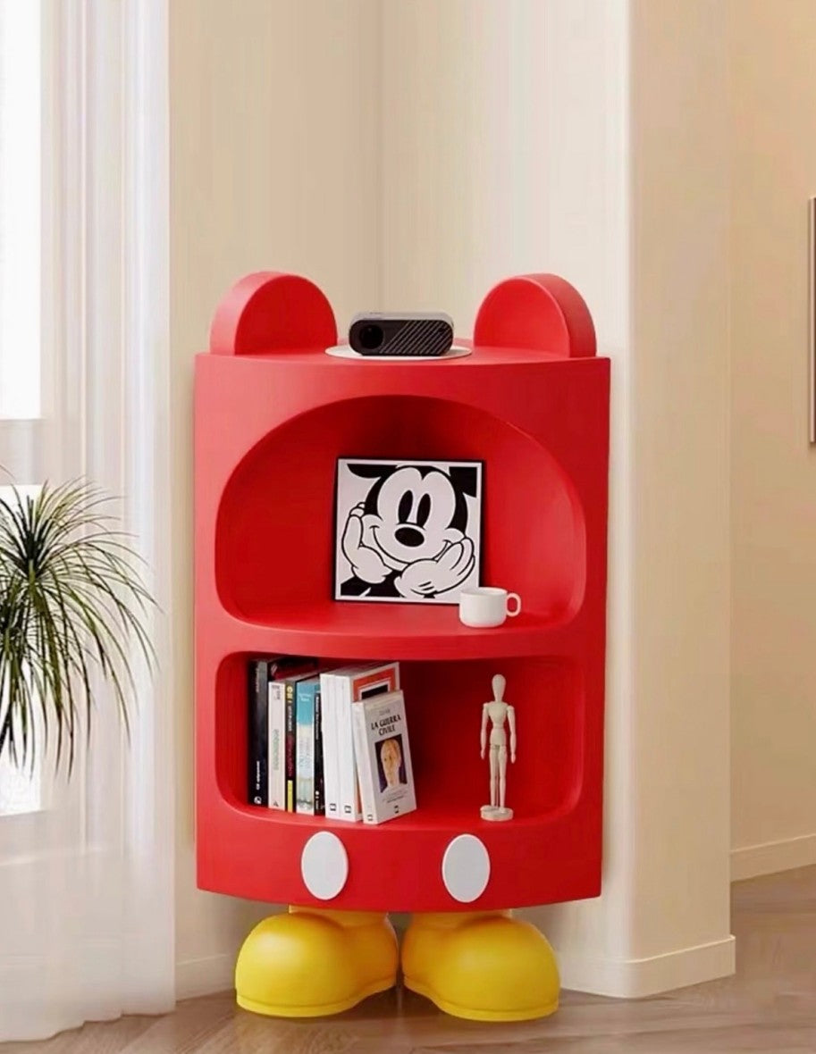 Cartoon Character Kids Bookshelf, Creative Red Corner Storage Shelf