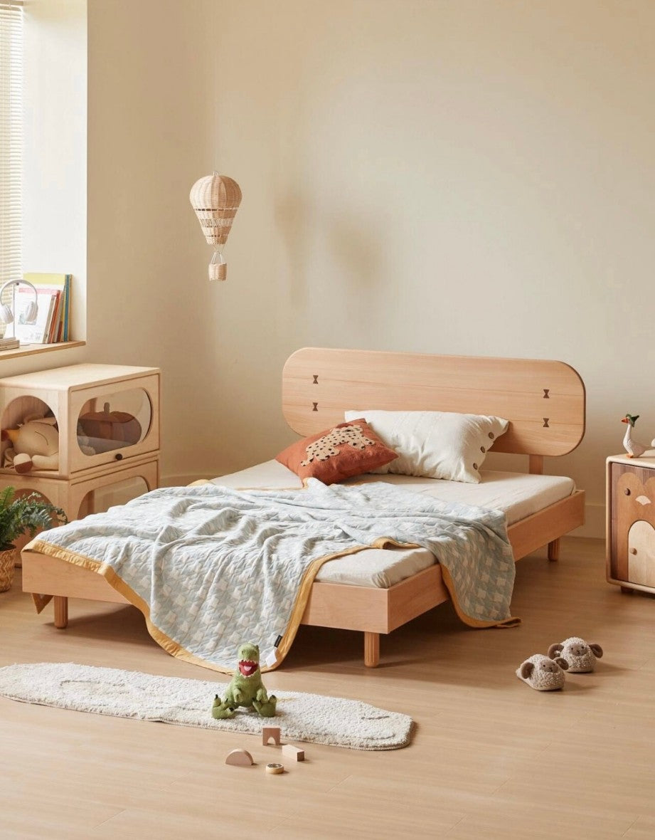 Modern Solid Wood Kids Bed, Minimalist Children’s Bed Frame