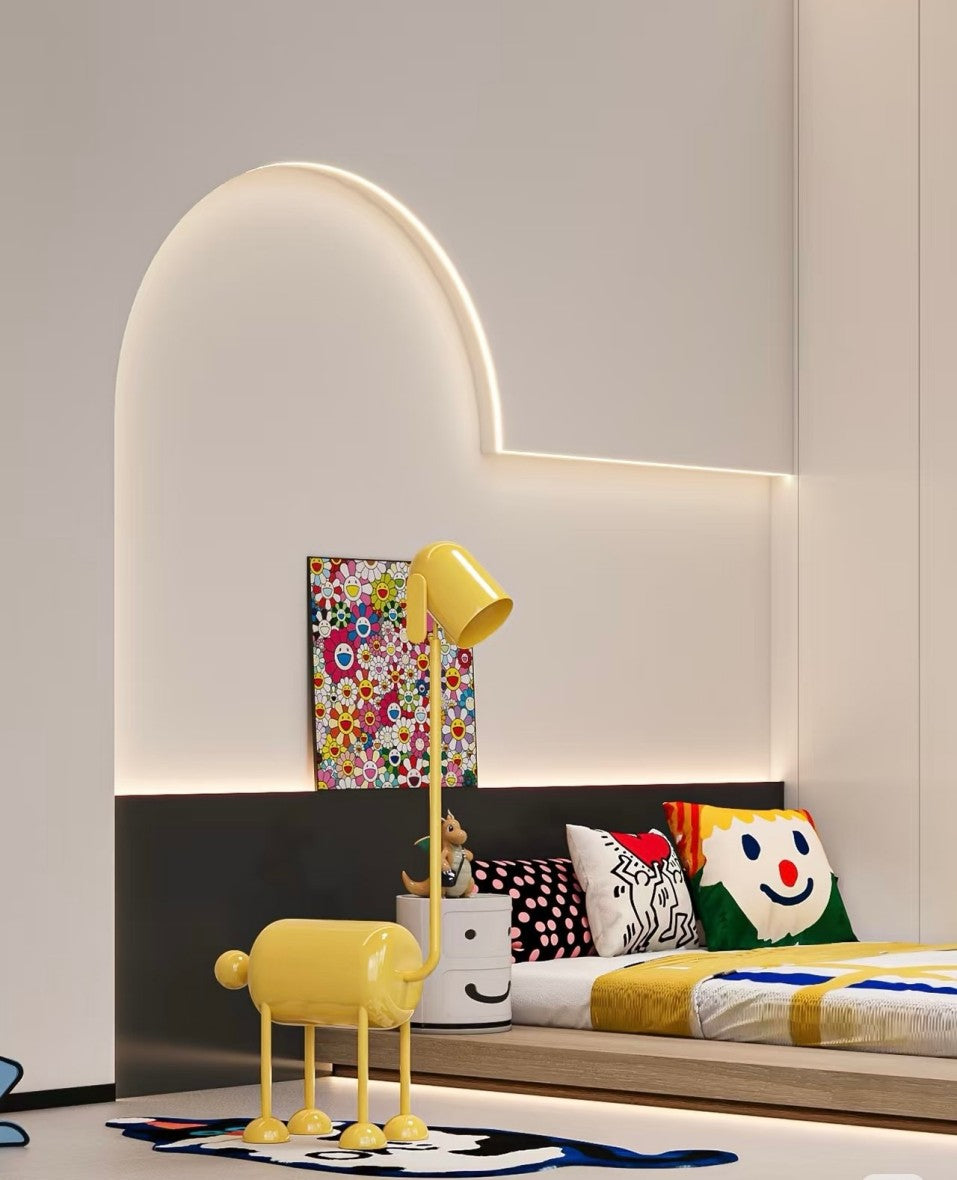 Cute Animal Floor Lamp for Kids | Modern Yellow Cartoon Standing Light