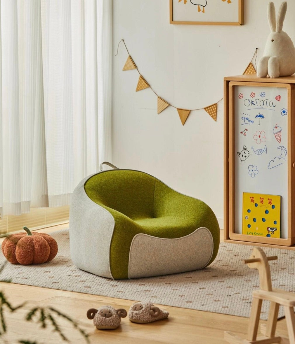 Modern Green Toddler Lounge Chair – Soft Ergonomic Nursery Seat