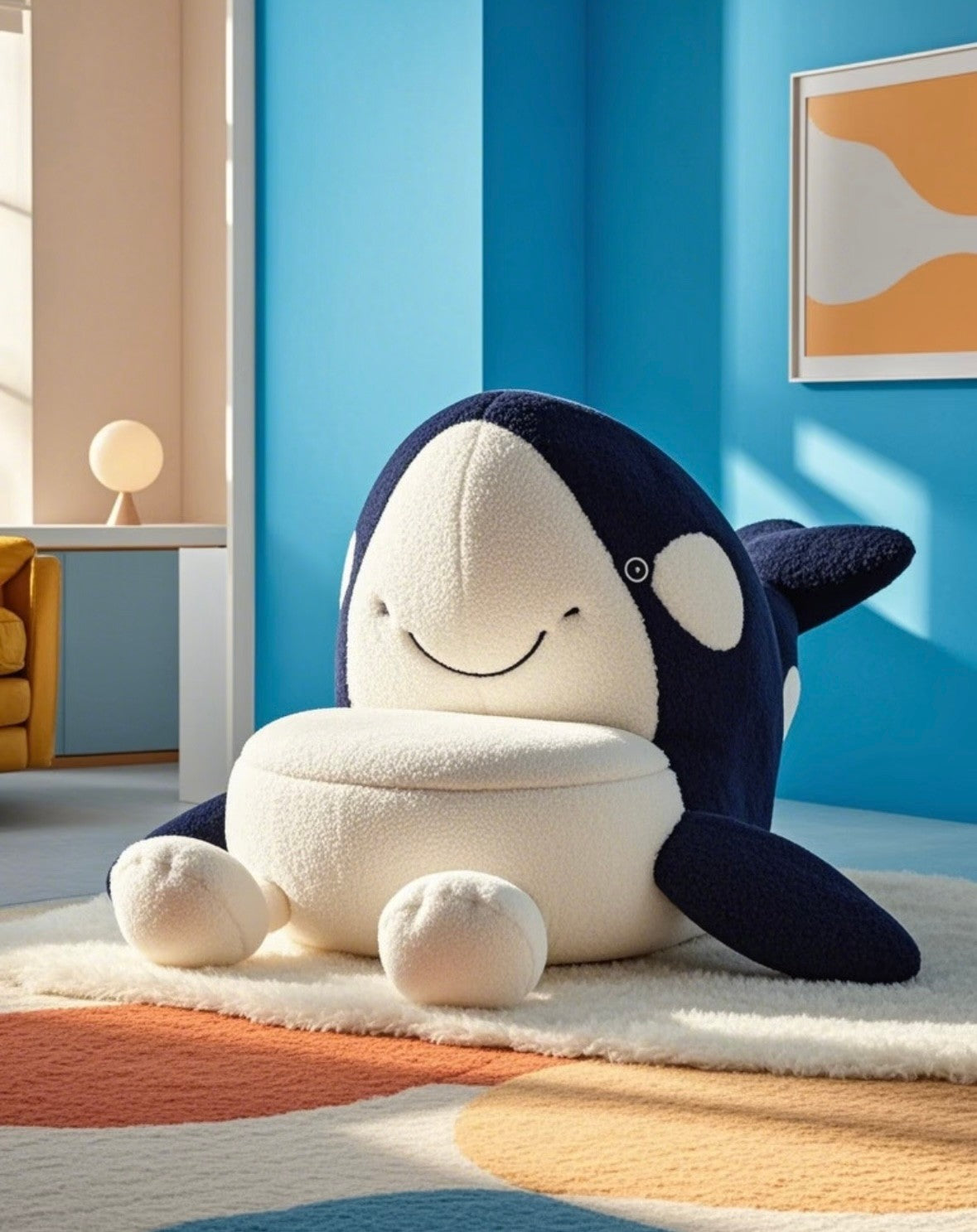 Orca Whale Plush Armchair – Cute Animal Seat for Kids