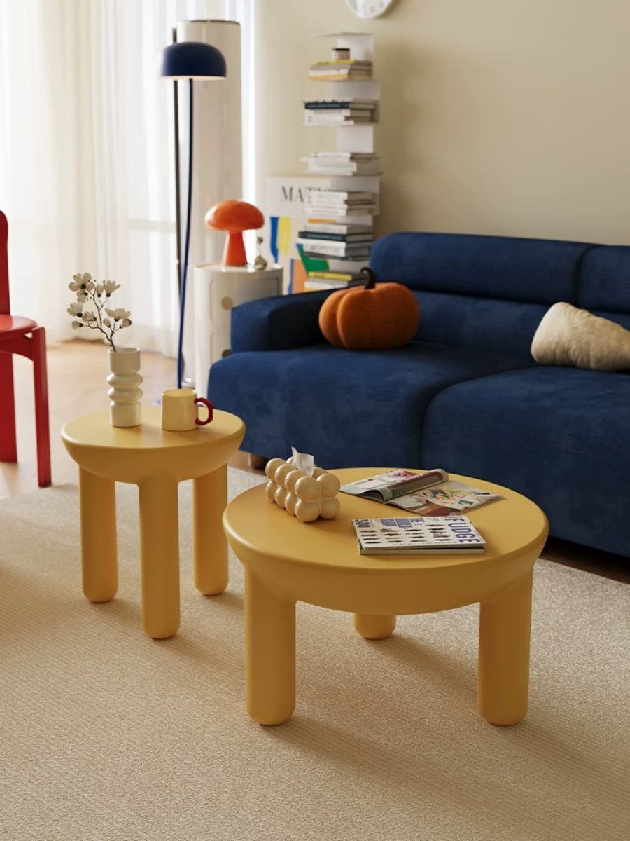 Yellow Minimalist Coffee Table Set – Modern Living Room Accent Tables