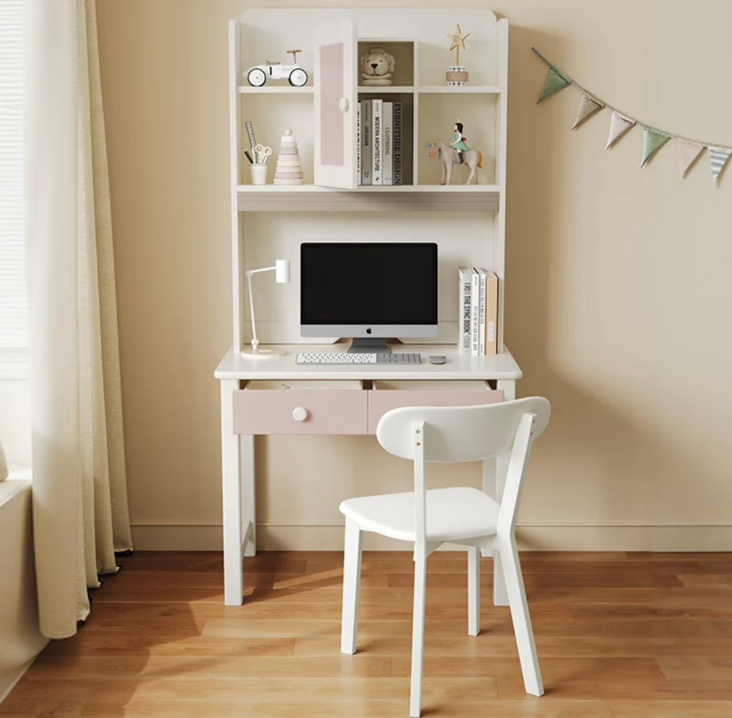 Compact Kids Study Desk with Hutch – Small Space Student Desk