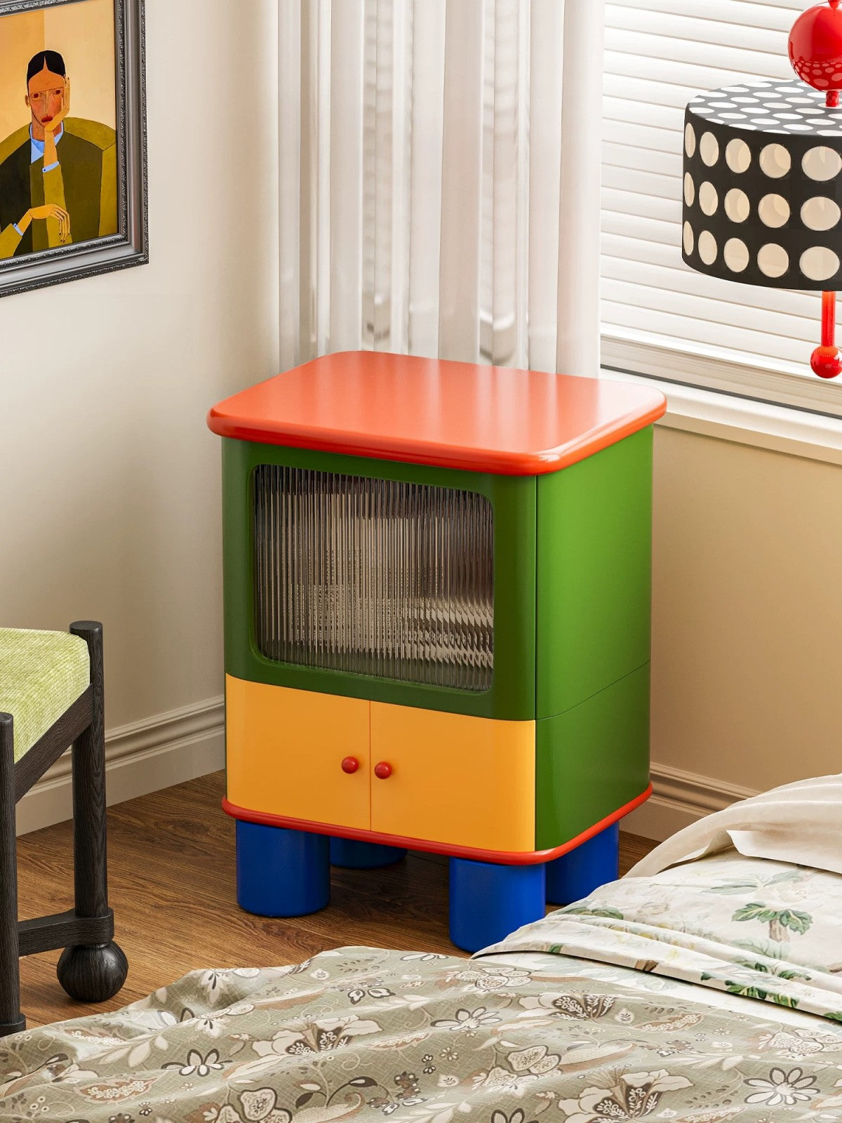 Colorful Modern Nightstand – Retro Kids Bedside Cabinet