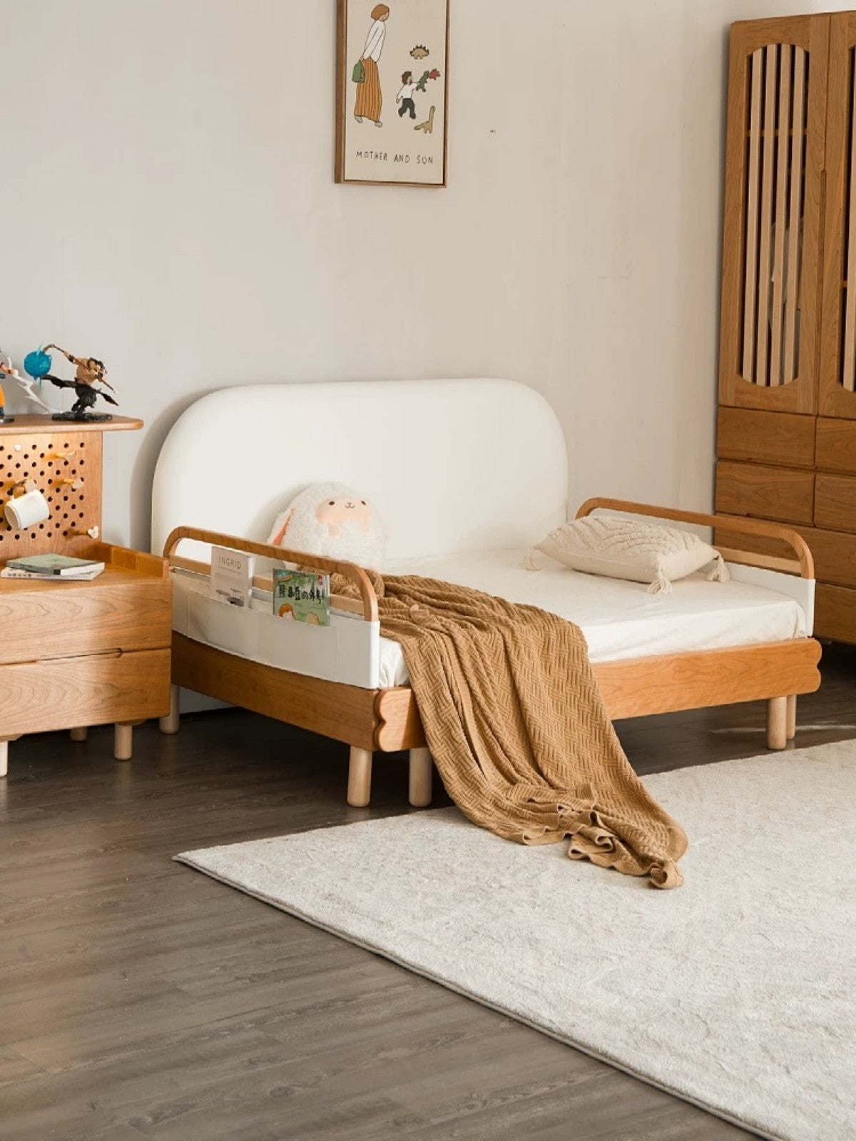 Modern Toddler Bed with Guardrails – Scandinavian Kids Bed
