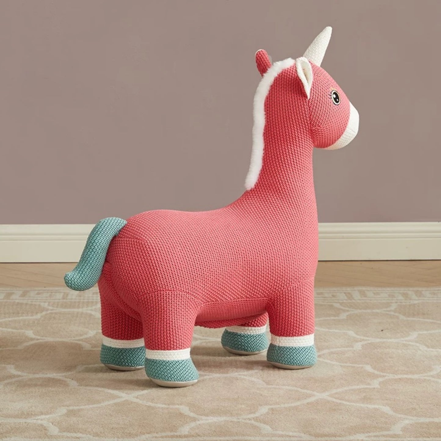 Plush Unicorn Animal Stool – Soft Kids Room Decor Seat