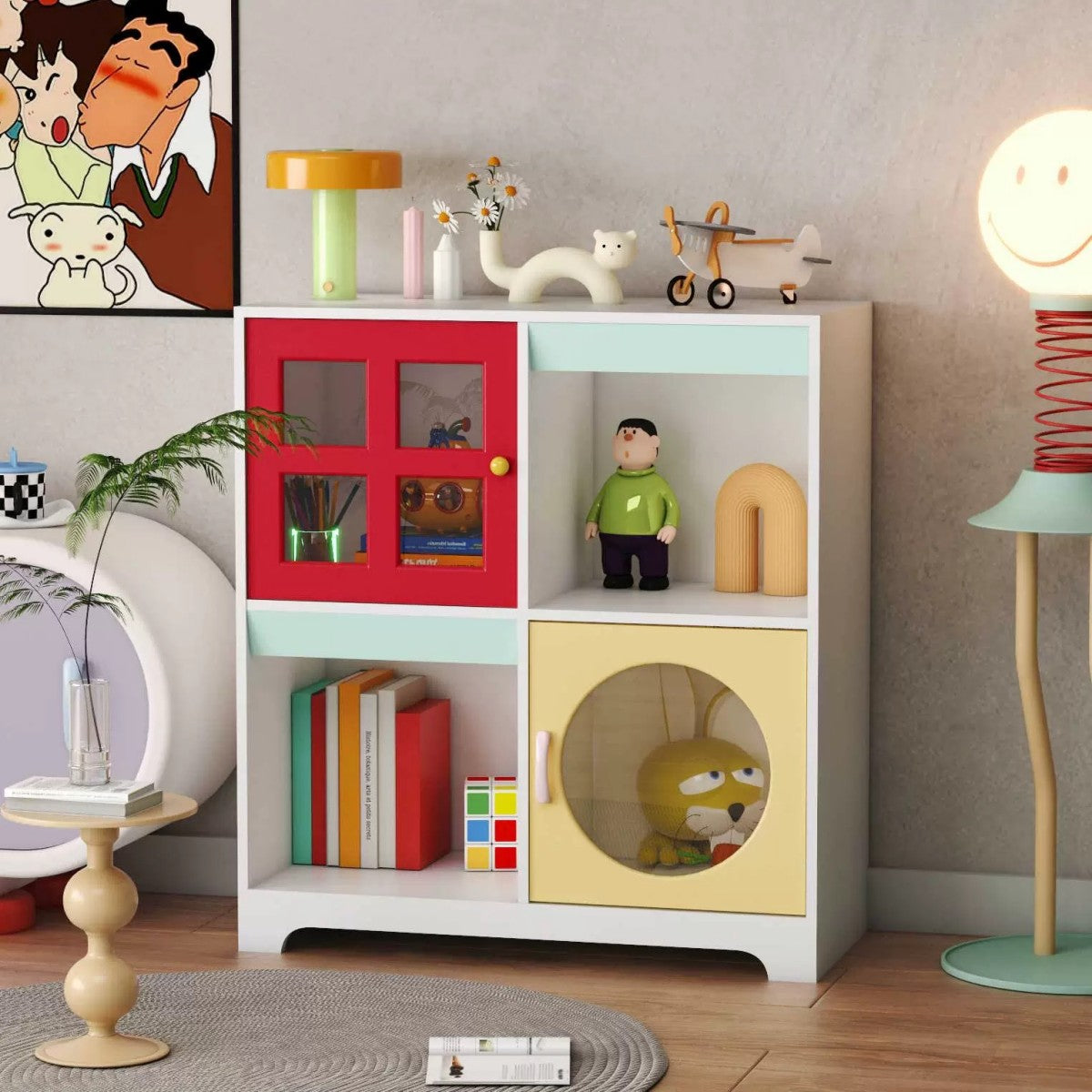 Modern Colorful Kids Storage Cabinet – Multi-Compartment Organizer