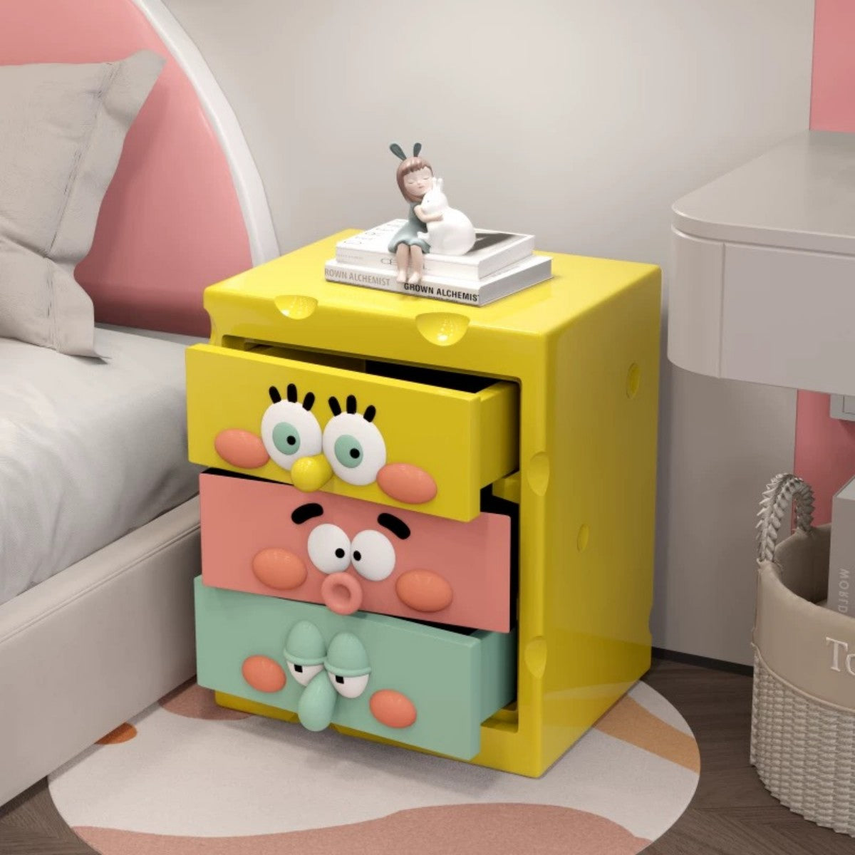 Funny Cartoon Face Drawer Cabinet – Kids Bedroom Storage Chest