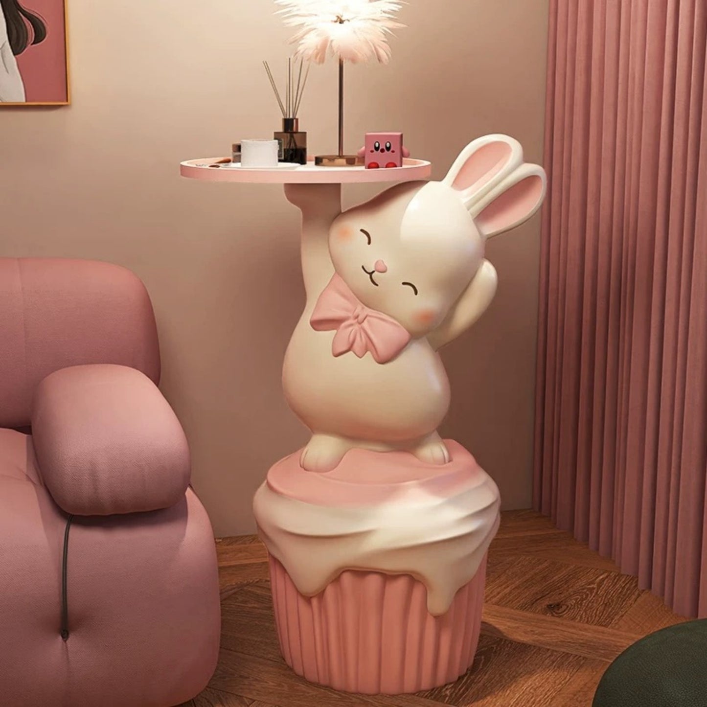 Bunny Cupcake Side Table – Cute Rabbit Accent Table for Kids Room