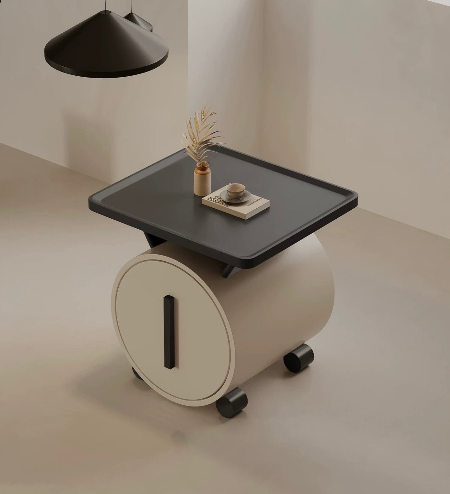 Modern Rolling Bedside Table – Minimalist Mobile Nightstand