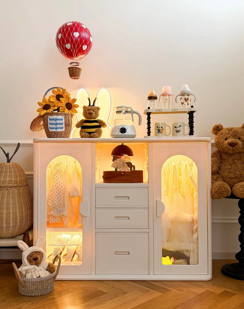 Lighted Kids Wardrobe Closet – Bunny Ears Nursery Dresser