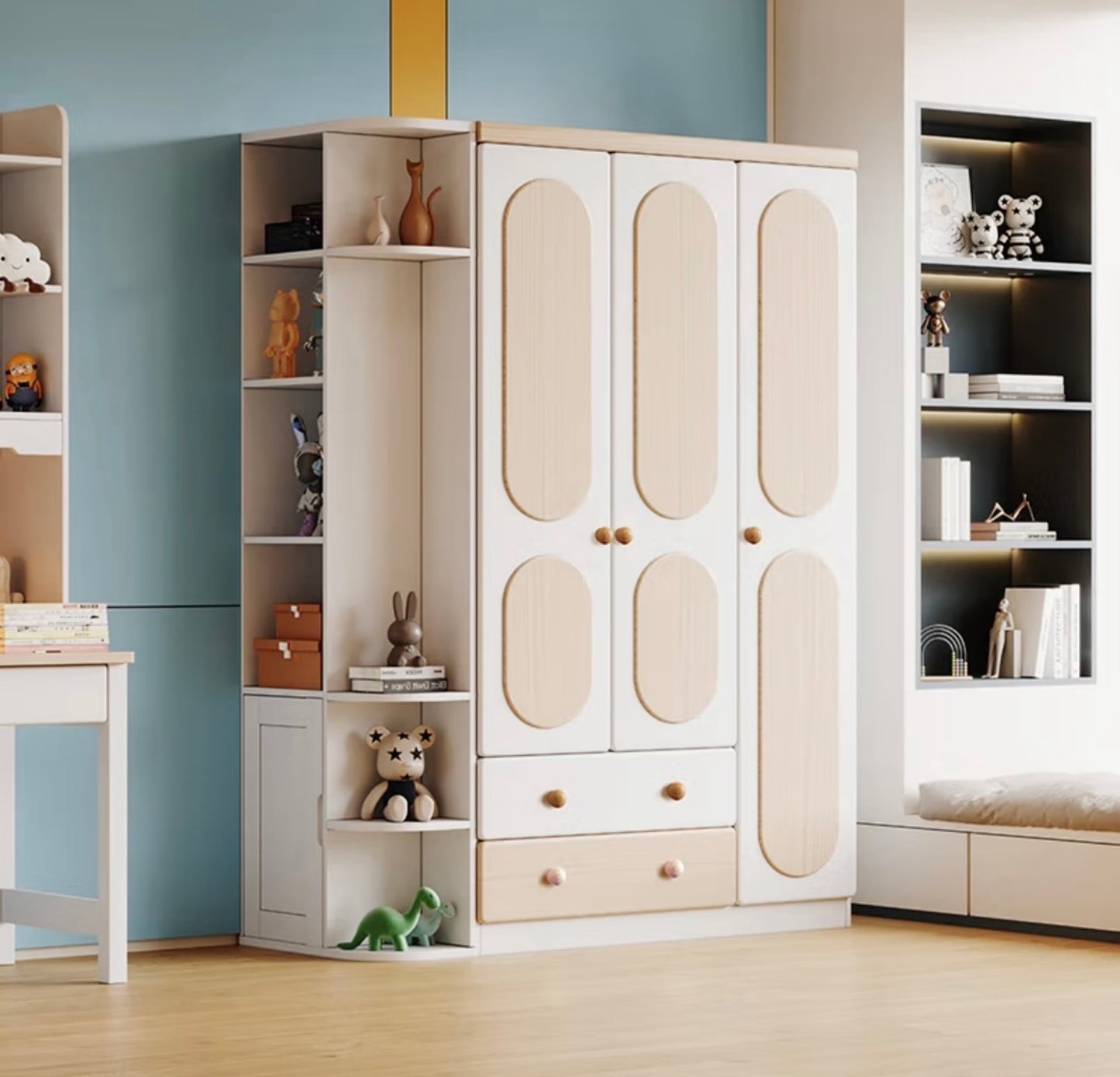 Modern Kids Wardrobe with Open Shelves – Childrens Storage Closet
