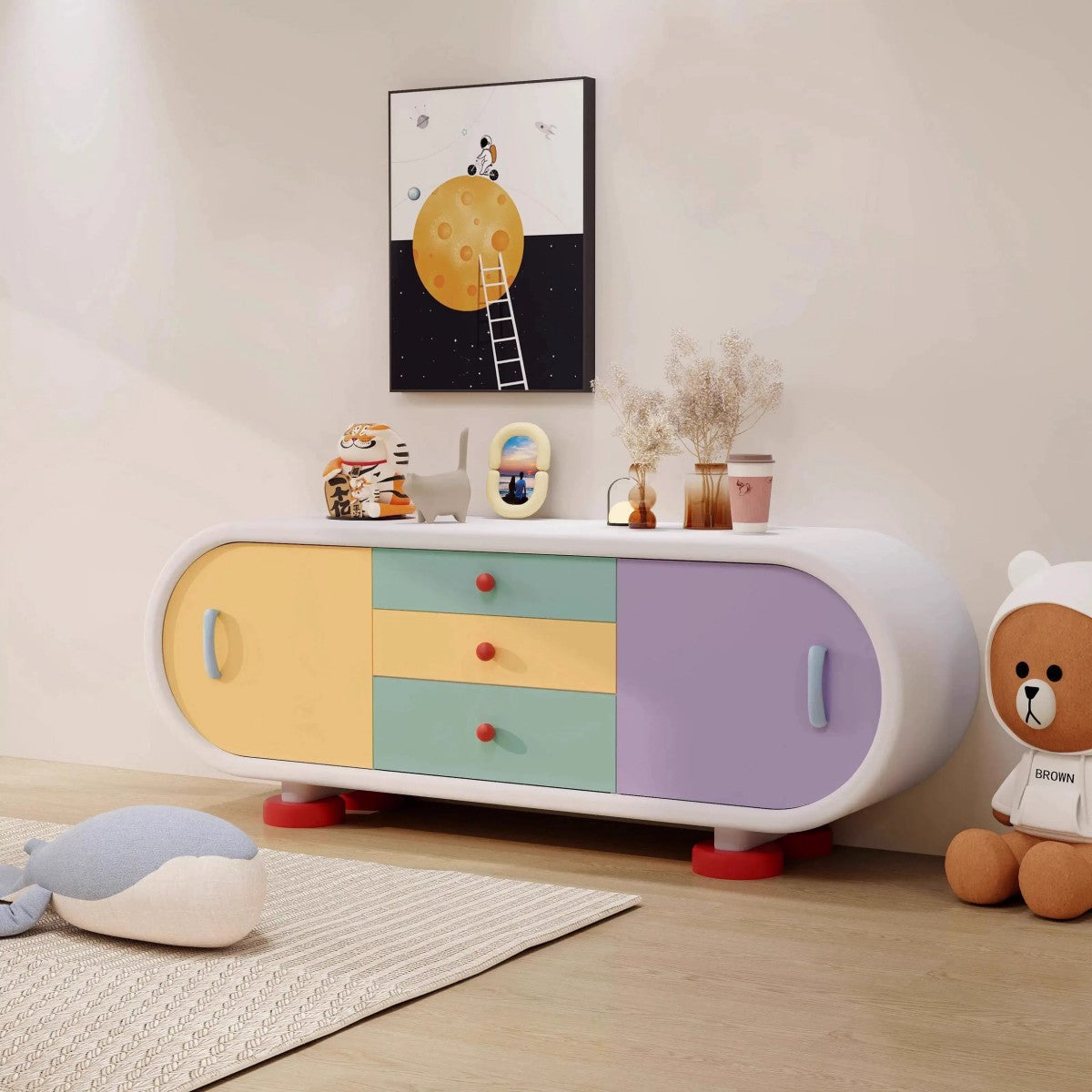 Pastel Kids Sideboard – Colorful Modern Storage Cabinet
