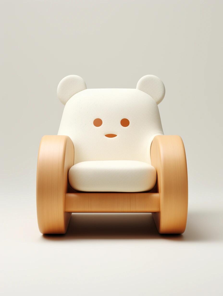 Kawaii Panda & Cub Kids Sofa Chair – Adorable Animal Lounge Seat with Wooden Frame and Plush Bear Pillow