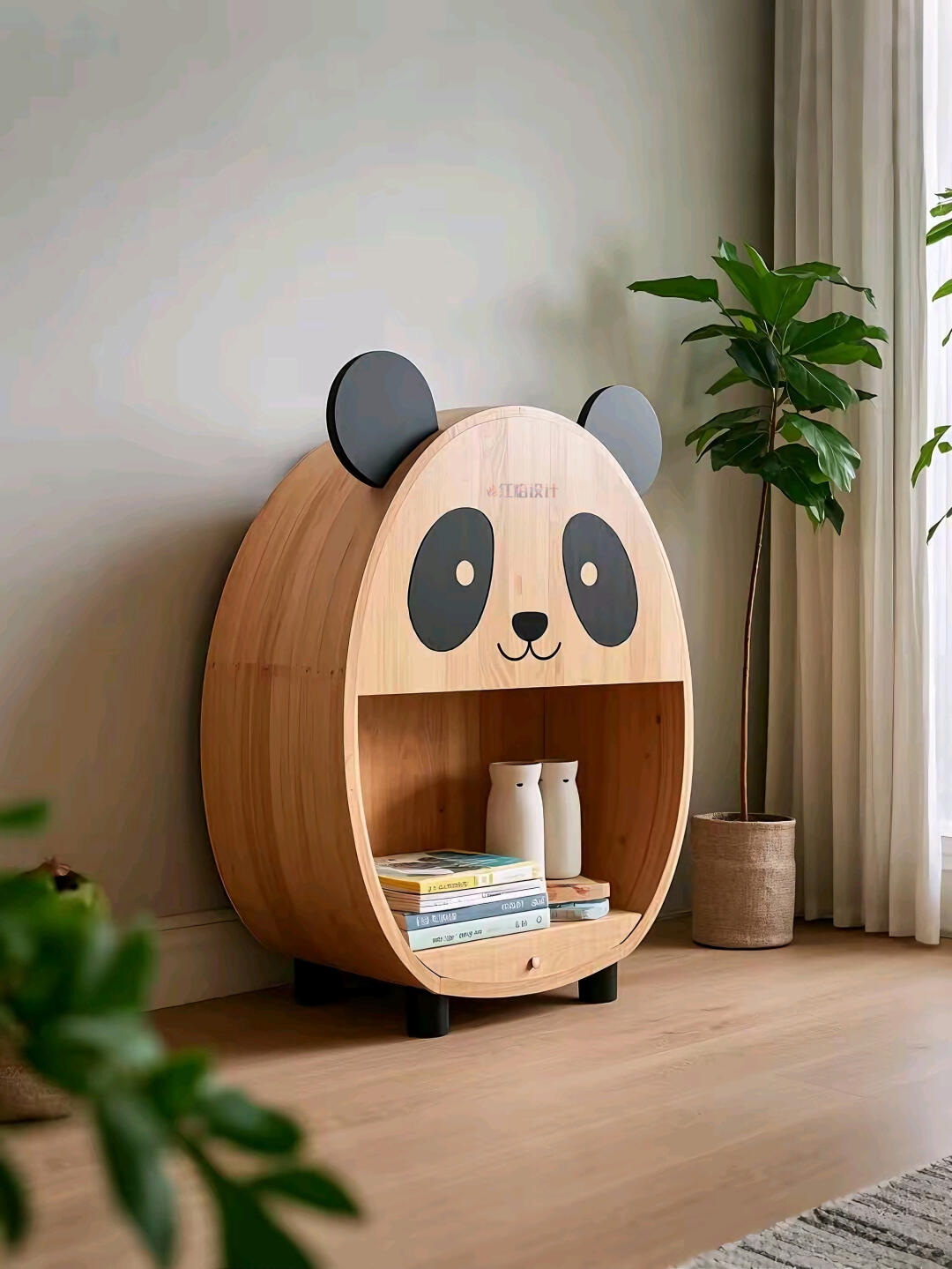 Adorable Panda-Shaped Wooden Bookshelf – Fun & Functional Kids’ Storage