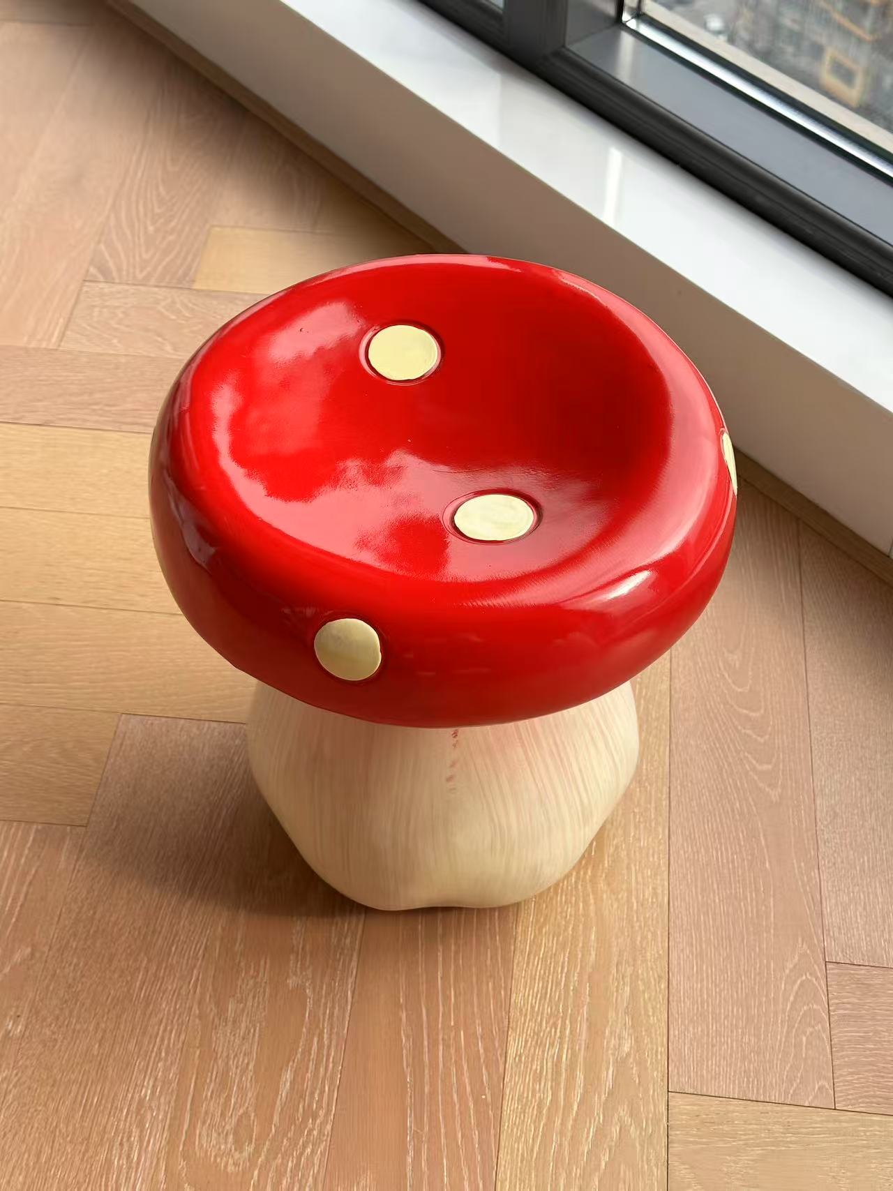 Mushroom Shaped Stool – Whimsical Red Toadstool Kids & Accent Seating