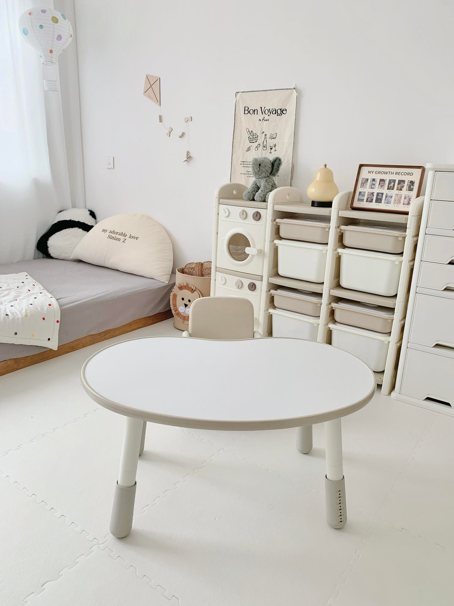 Adjustable Kids Activity Table & Chair Set – Bean-Shaped Ergonomic Design for Toddlers & Preschoolers