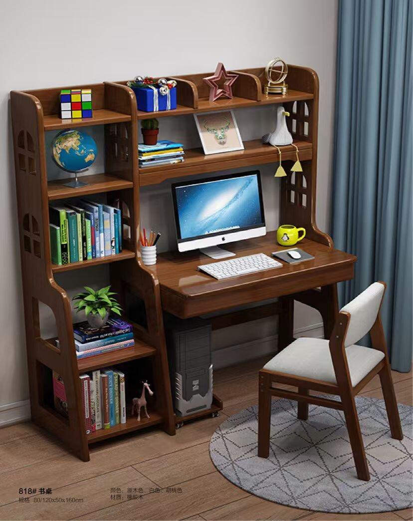 Kids' Wooden Study Desk with Hutch & Bookshelves – All-in-One Computer Desk and Chair Set