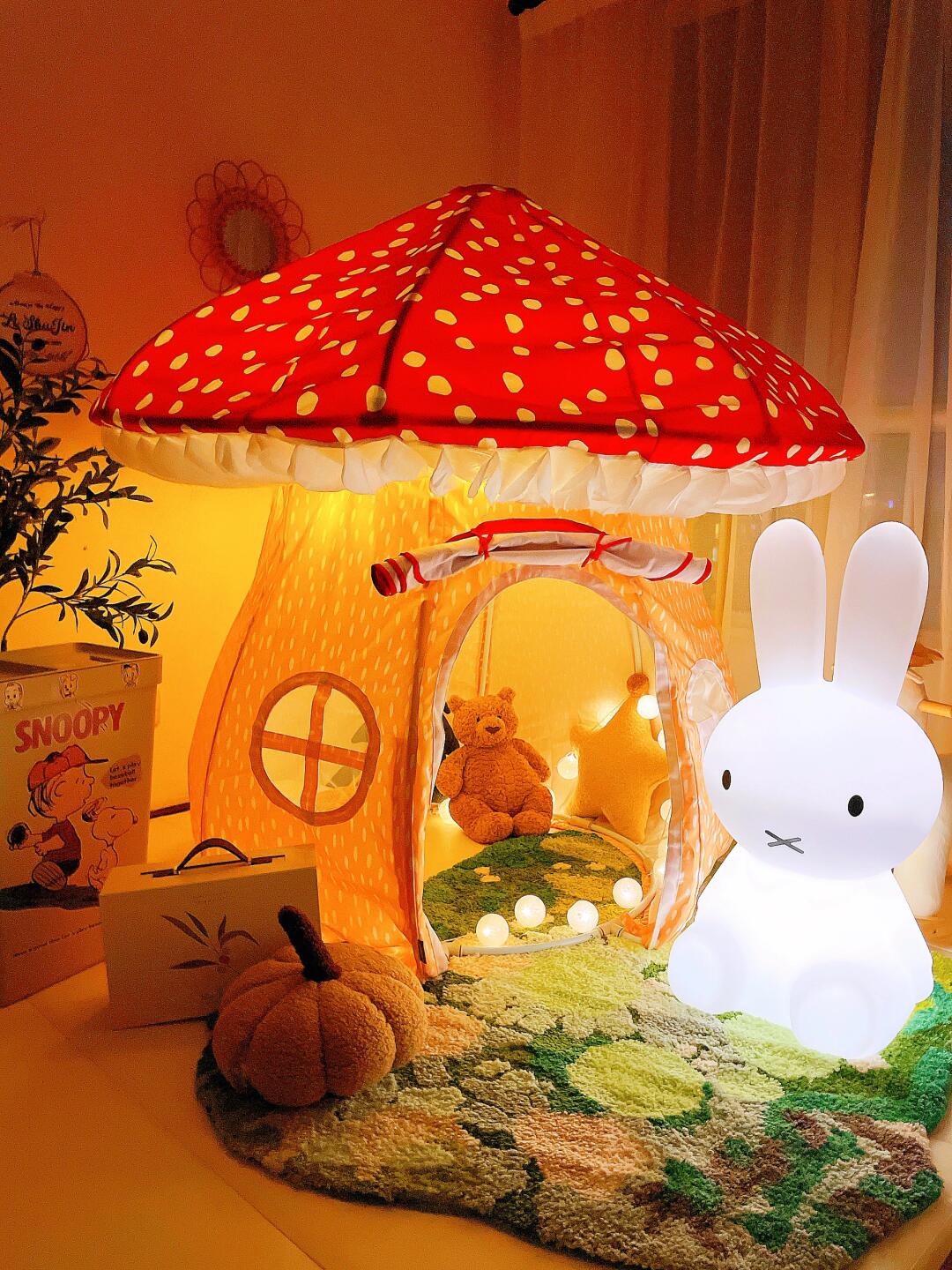 Mushroom House Play Tent for Kids – Cozy Indoor Tent with Fairy Lights & Magical Forest Design