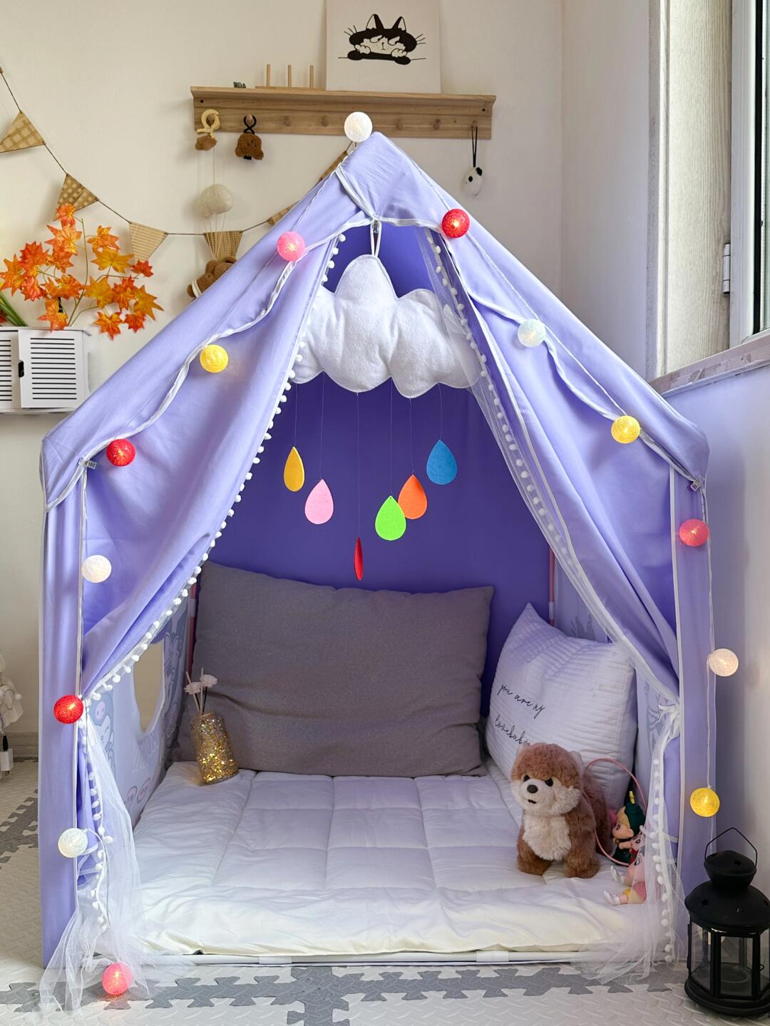 Lavender Kuromi Kids Play Tent – Indoor Character Playhouse with Lights & Curtains