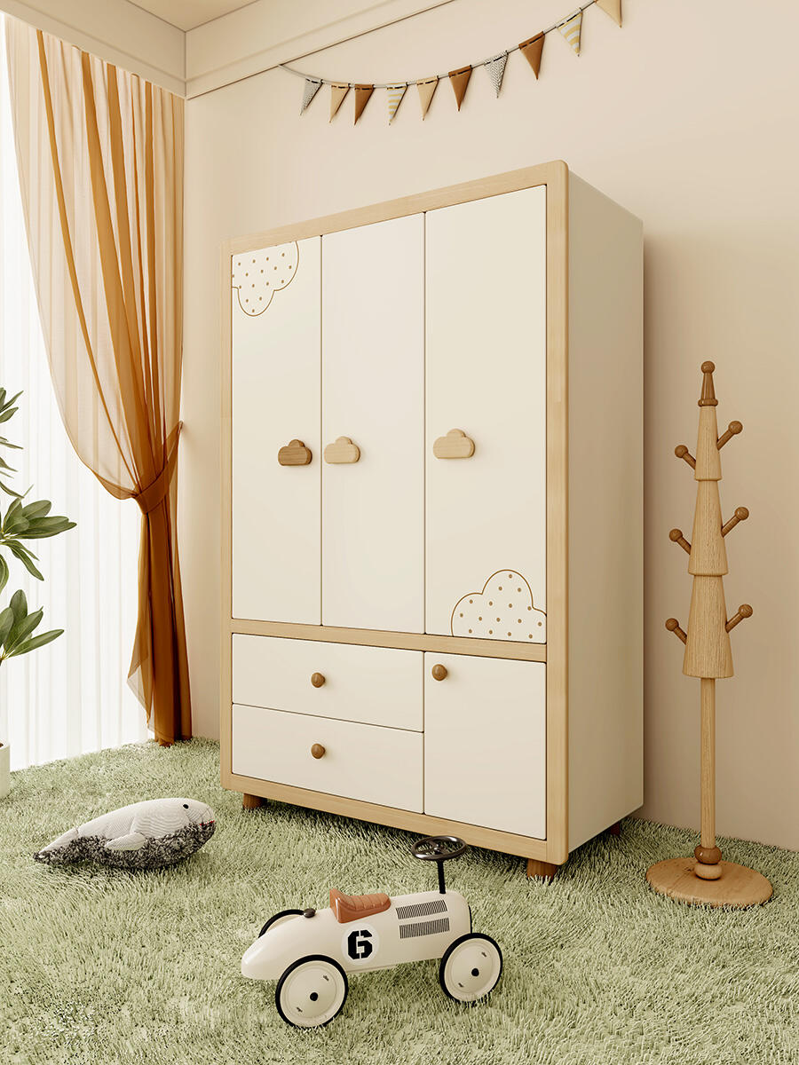 Cloud-Themed Wooden Wardrobe – Adorable & Functional Kids’ Storage Closet