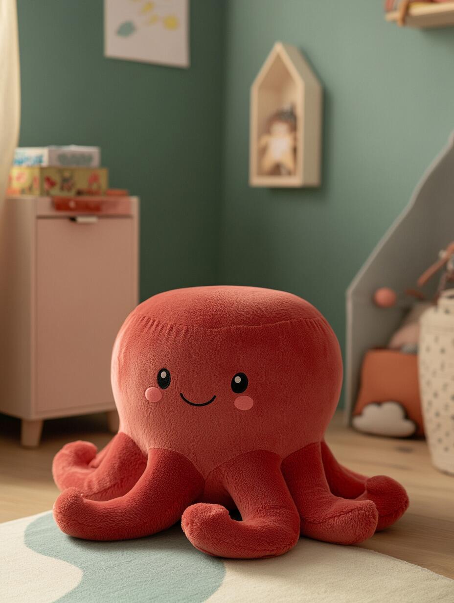 Plush Octopus Floor Chair – Giant Soft Stuffed Animal Bean Bag for Kids (Seating / Plush Decor)