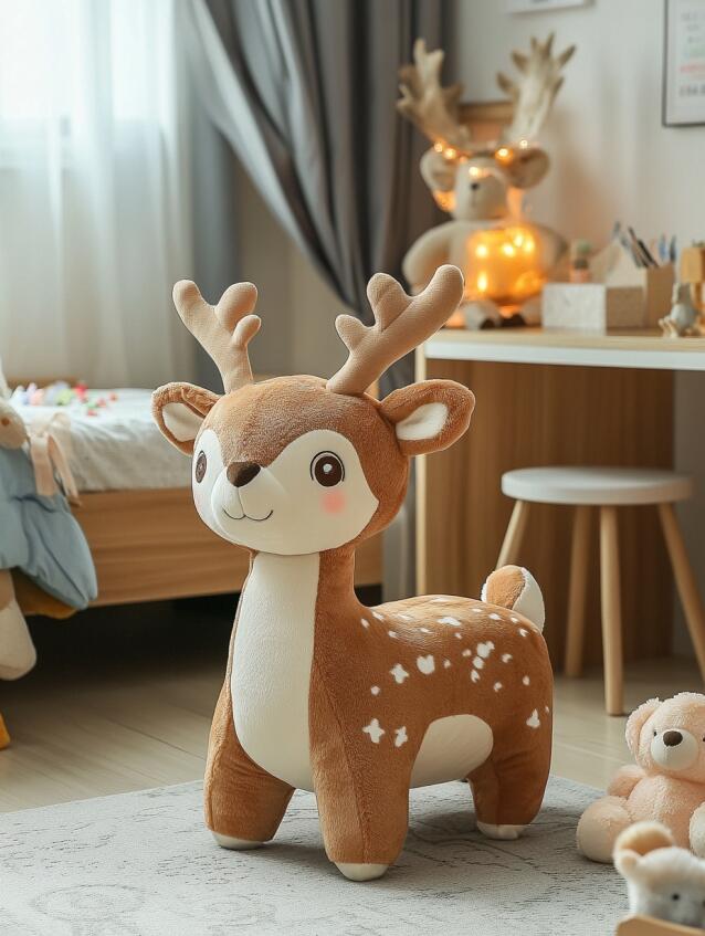 Large Plush Deer Toy for Kids – Soft Standing Reindeer Stuffed Animal with Antlers