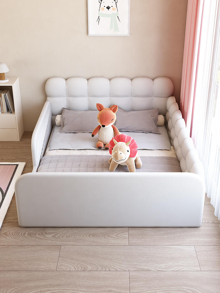 Padded Toddler Floor Bed with Safety Rails – Soft Upholstered Kids Bed for Montessori Bedrooms