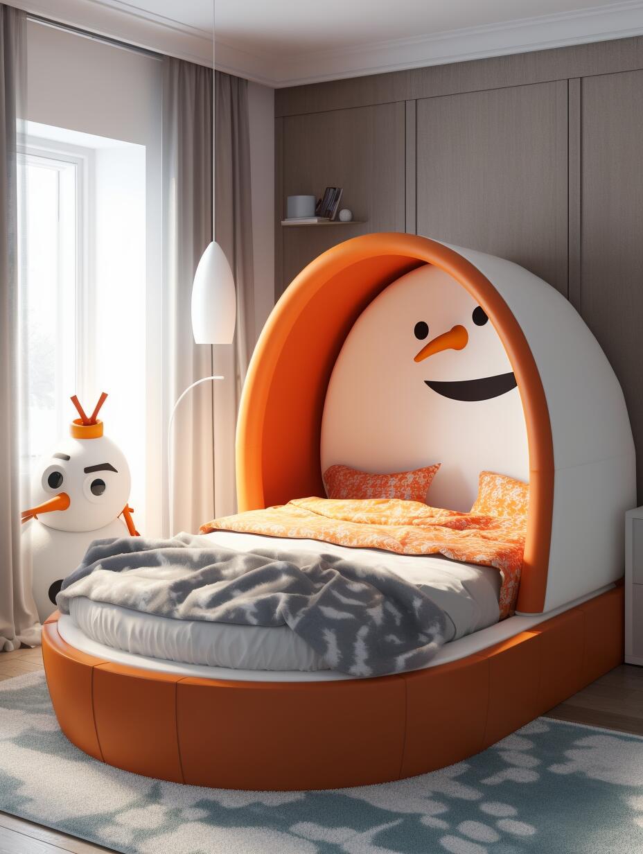 Cozy Snowman-Themed Bed – Fun & Whimsical Kids’ Sleeping Haven