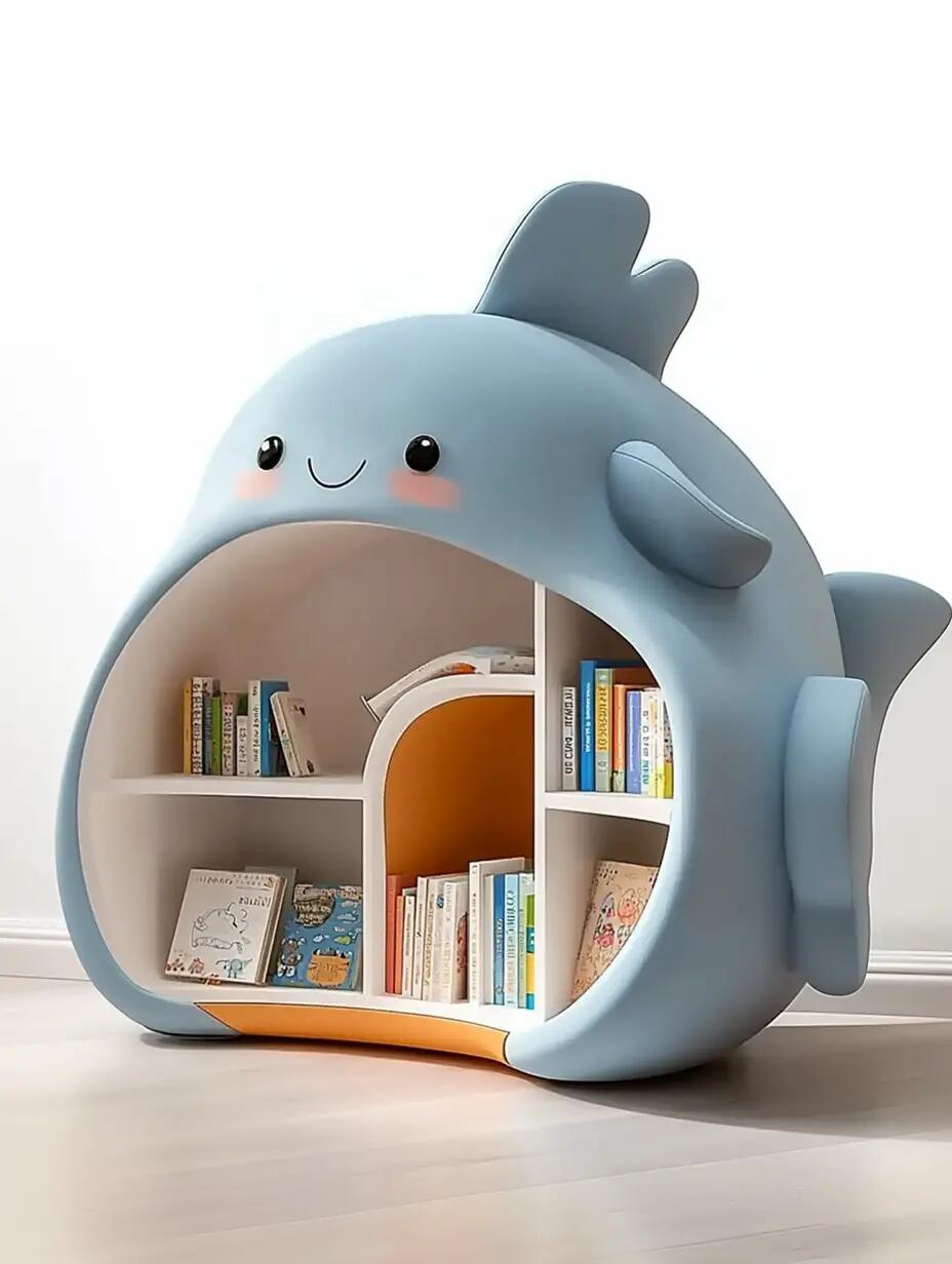 Cute Whale-Shaped Bookshelf – Fun & Functional Kids' Storage