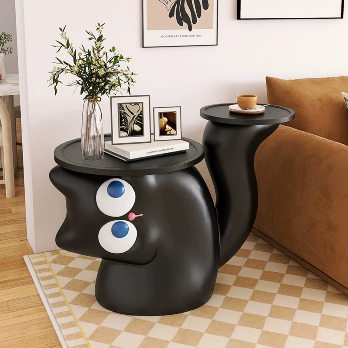 Black Cat Side Table – Modern Cute Animal Accent Table