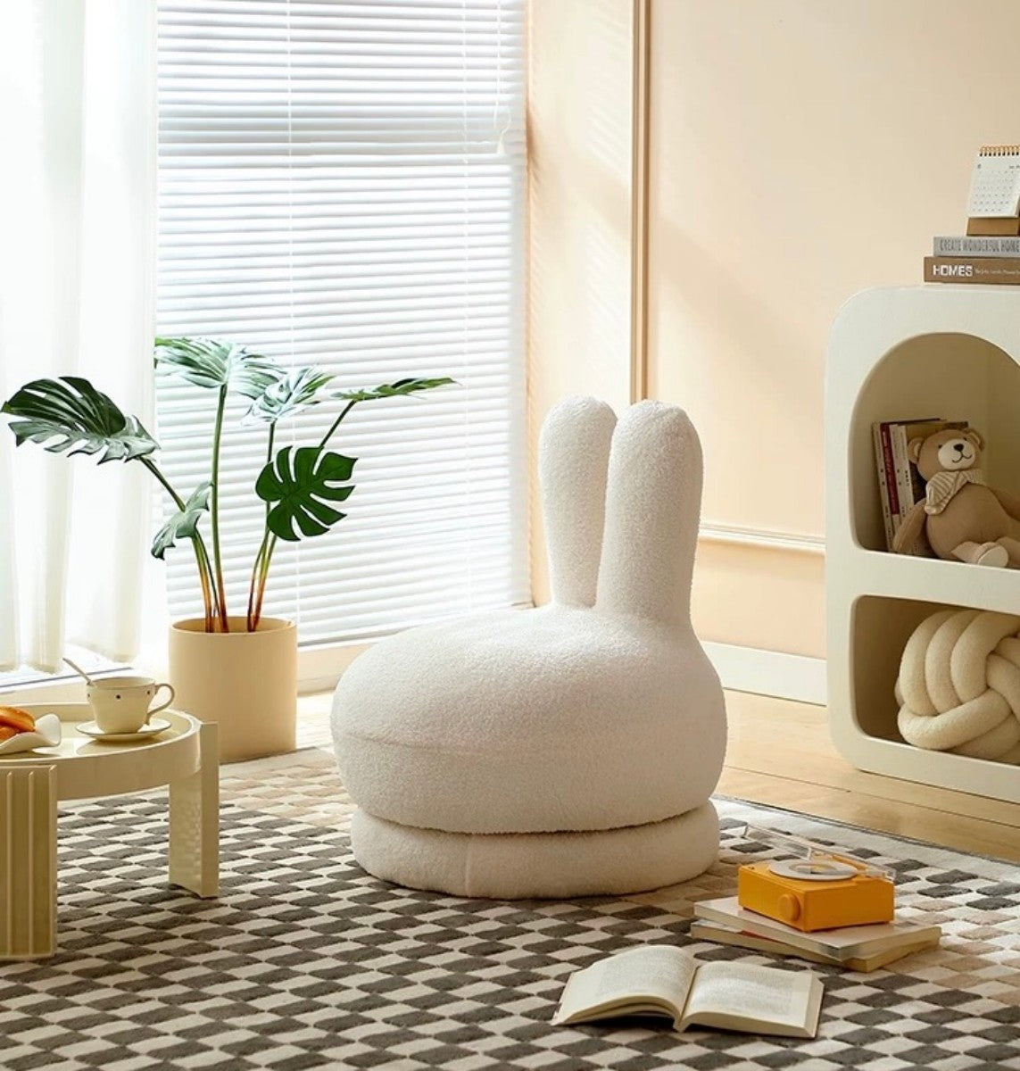 White Bunny Ear Plush Chair – Cozy Nursery Accent Chair