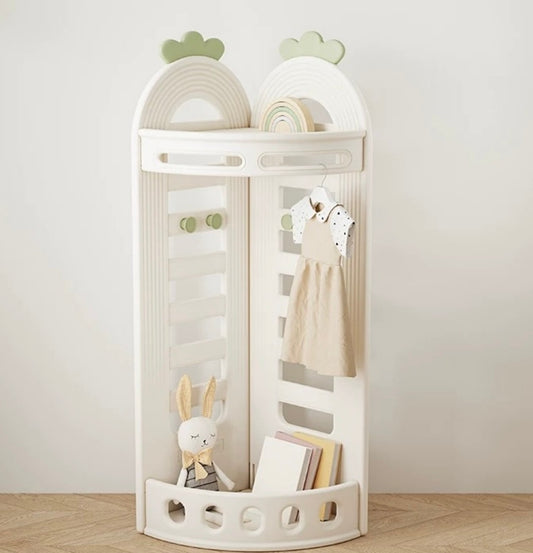 Minimalist Kids Corner Clothes Rack – Modern Open Wardrobe Stand