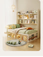 Multifunctional Kids Bed with Bookcase Headboard and Toy Storage – Montessori-Inspired Toddler Bed Frame – Furniture