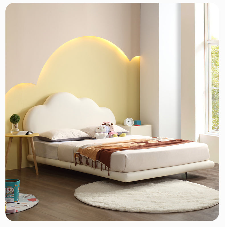 Cloud-Shaped Kids Bed with Soft Upholstered Headboard – Modern Toddler Bed Frame for Boys and Girls Bedroom – Furniture