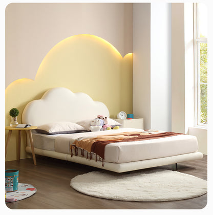 Cloud-Shaped Kids Bed with Soft Upholstered Headboard – Modern Toddler Bed Frame for Boys and Girls Bedroom – Furniture