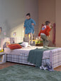 Playful Plaid Kids' Bedroom with Cozy Upholstered Beds — Children's Furniture & Interior Design