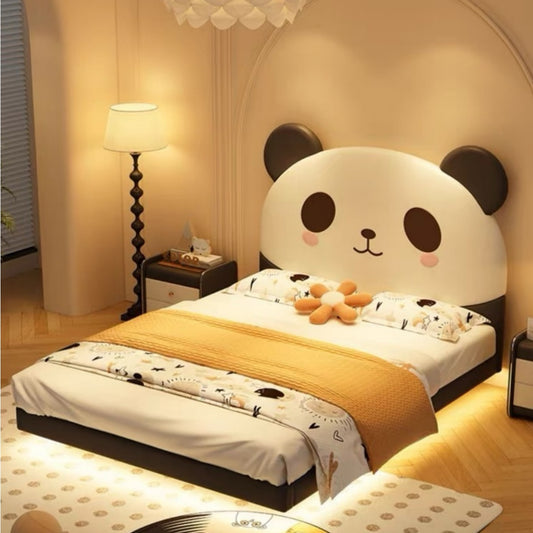 Cute Panda Kids Bed with Soft Headboard, Children’s Twin