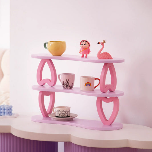 Pink Heart-Shaped Display Shelf – Modern Decorative Organizer