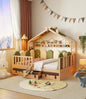 Kids House Bed with Fence and Storage Drawers