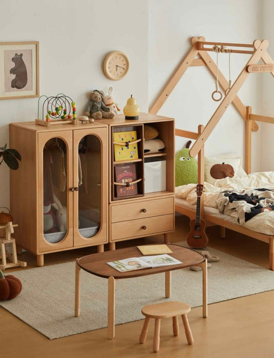 Children’s Wooden Study Table Set – Montessori-Inspired Learning Furniture