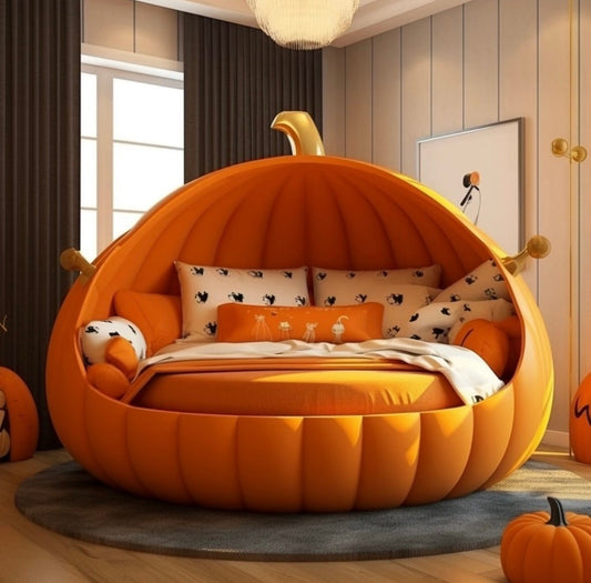 Pumpkin Carriage Bed – Whimsical Round Kids Bed for Fairy Tale Bedrooms