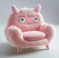 Pink Monster Furry Kids Chair – Fun Plush Playroom Armchair