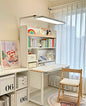Modern Adjustable Study Desk with LED Light – Space-Saving Ergonomic Desk and Bookshelf Combo