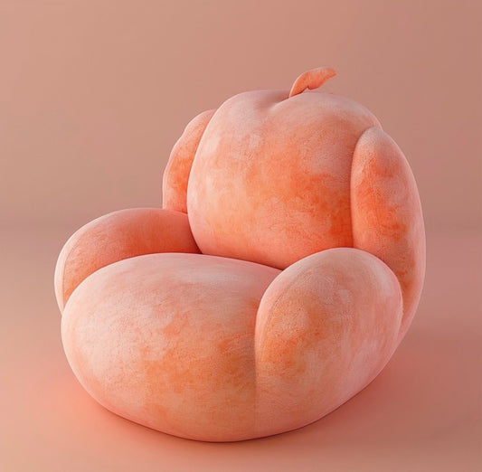 Peach Shaped Plush Lounge Chair – Soft Fruit Accent for Kids’ Playroom