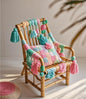 Boho Kids Rattan Chair with Colorful Yarn Tassels, Handmade Children’s Armchair